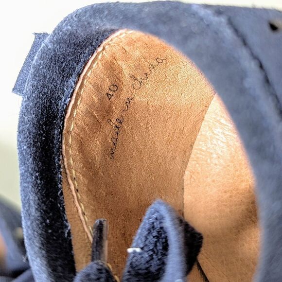 Joie Navy Blue Perforated Leather Lace Up Sneakers Size 9 40 - Picture 9 of 12